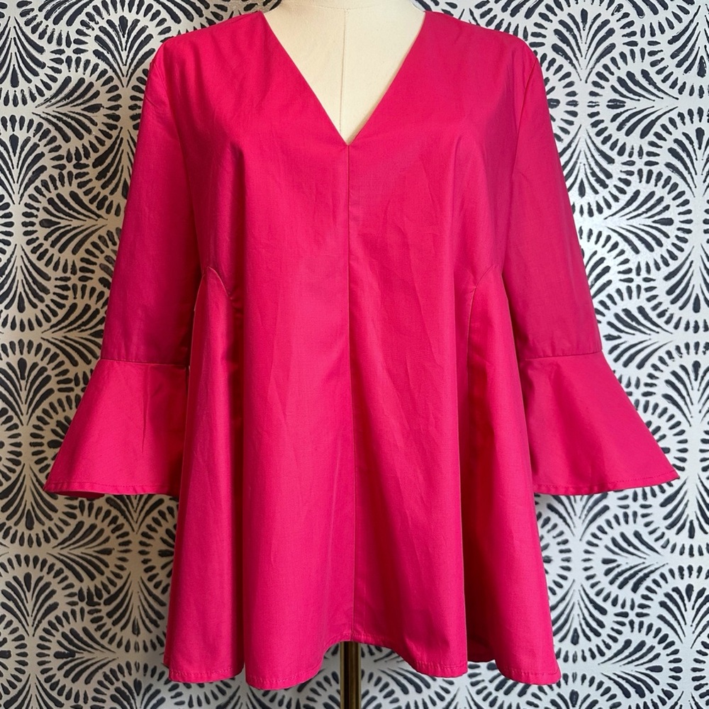 Tuckernuck Pomander Place Pink Cotton Bell Sleeve Blouse